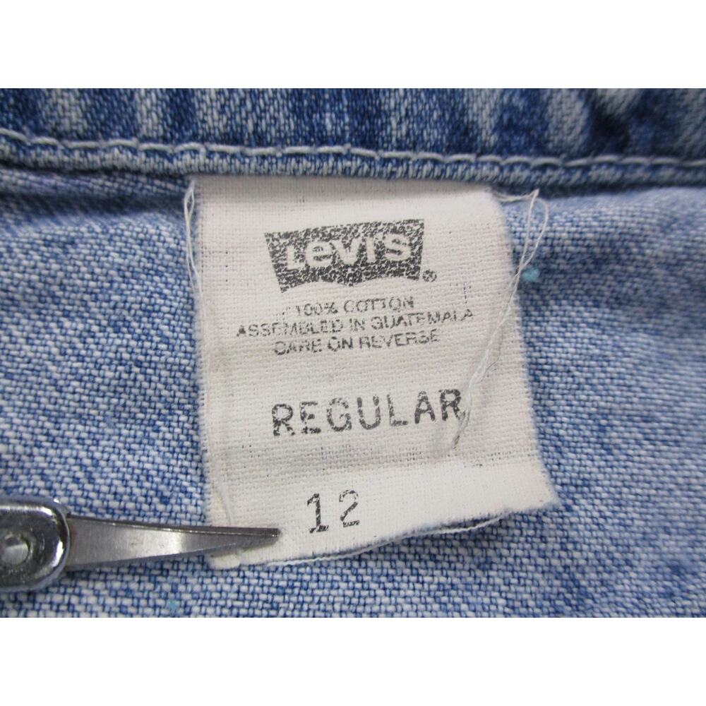Levis Denim Skirt Womens 12 Light Wash Patch Pockets Zip Fly Vintage 90s Casual - Picture 2 of 16